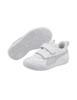 Zapatilla Niña Puma Multiflex Blanca Plata