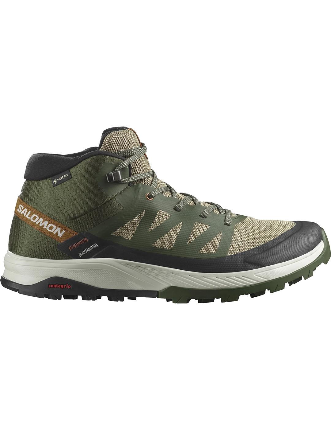 Zapatillas montaña Salomon X Braze Mid GTX verde negro hombre