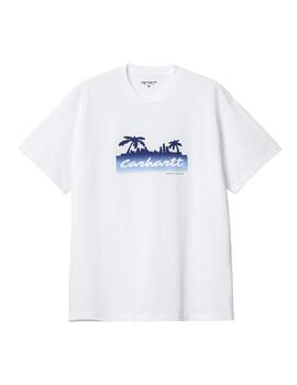 Camiseta Hombre Carhartt WIP Palm Blanca Azul