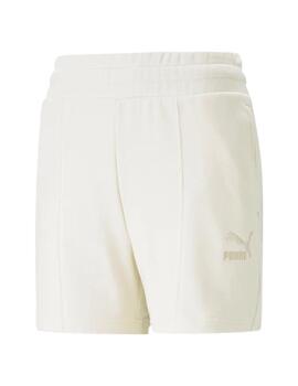 Pantalon corto Mujer Puma Classics Pintuck Crema