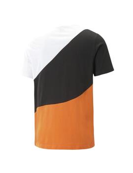 Camiseta Hombre Puma Power Cat Blanco Naranja