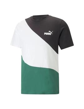 Camiseta Hombre Puma Power Cat Blanco Verde