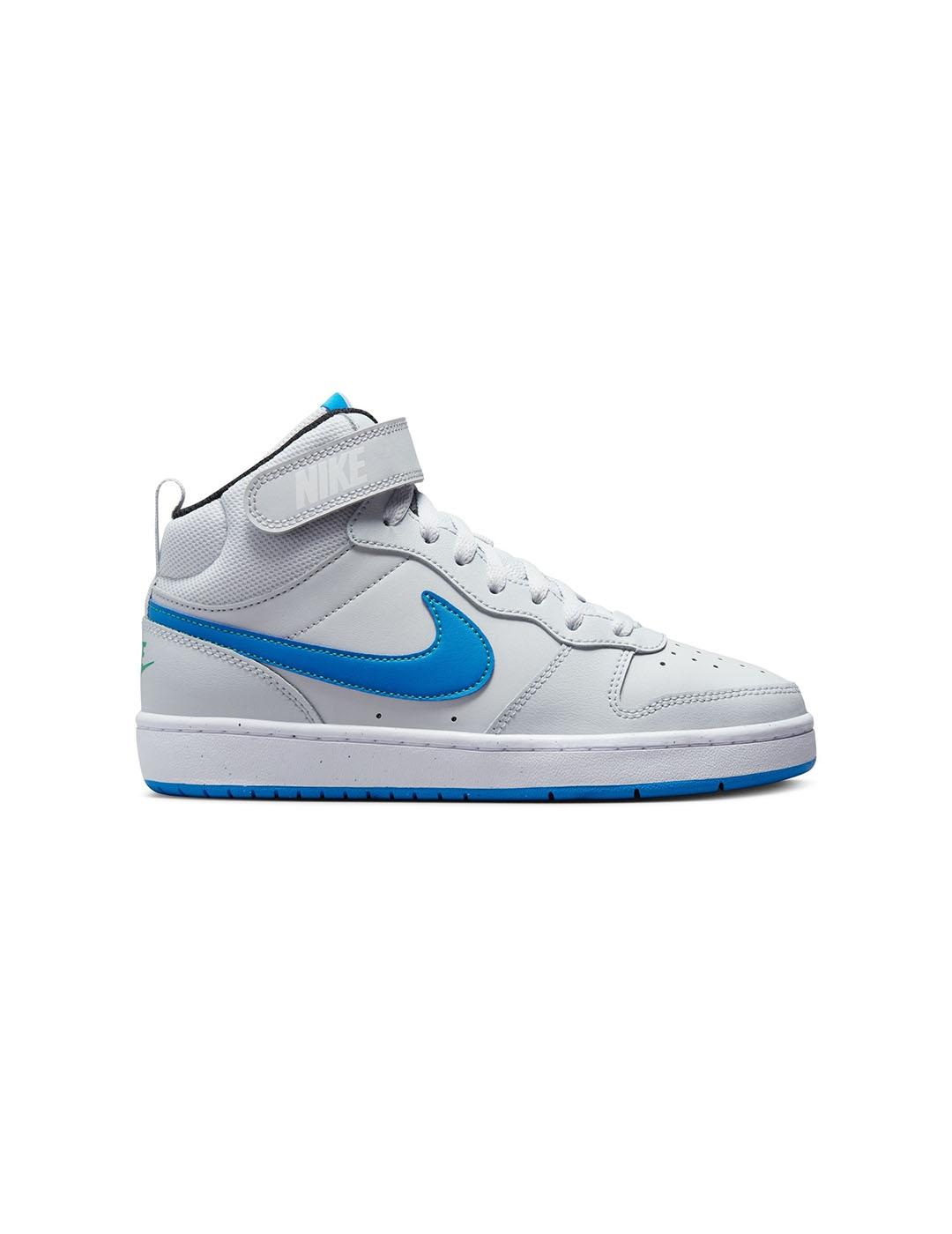 Zapatilla Niño Nike Court Borough Mid 2 Gris Azul