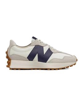 Zapatilla Mujer New Balance 327 Blanca Piel Azul