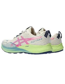 Zapatilla Mujer Asics FujiLite 4 Blanca Rosa Verde