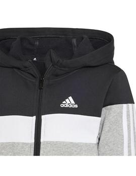 Conjunto Niñ@ adidas 3S Tib Negro/Gris/Blanco