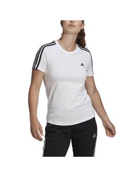 Camiseta Mujer adidas 3 Stripes Blanco/Negro