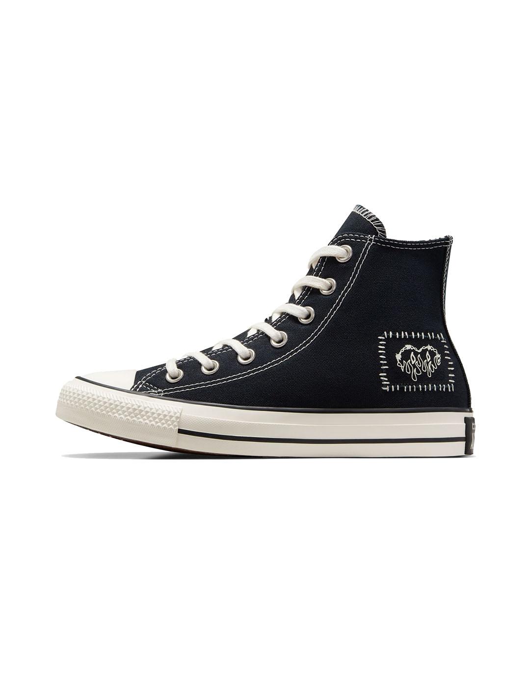 Zapatilla Mujer Converse Ctas Hi Negra Bordados
