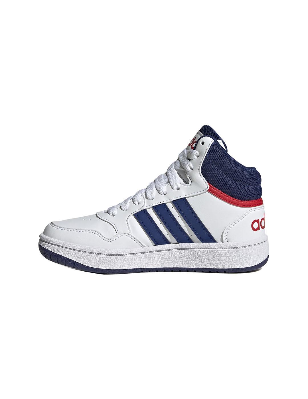 Zapatilla Junior adidas Hoops Mid 3.0 Blanco/Marin