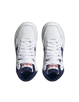 Zapatilla Junior adidas Hoops Mid 3.0 Blanco/Marin