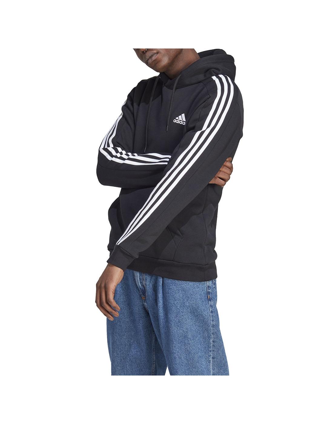 Sudadera Hombre adidas 3 Stripes Negro/Blanco