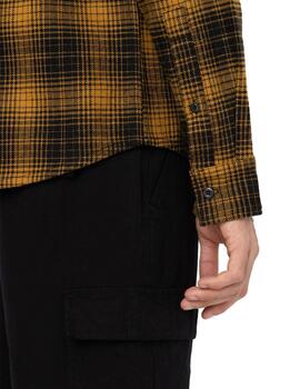 Camisa Hombre Dickies Evansville Negro Mostaza
