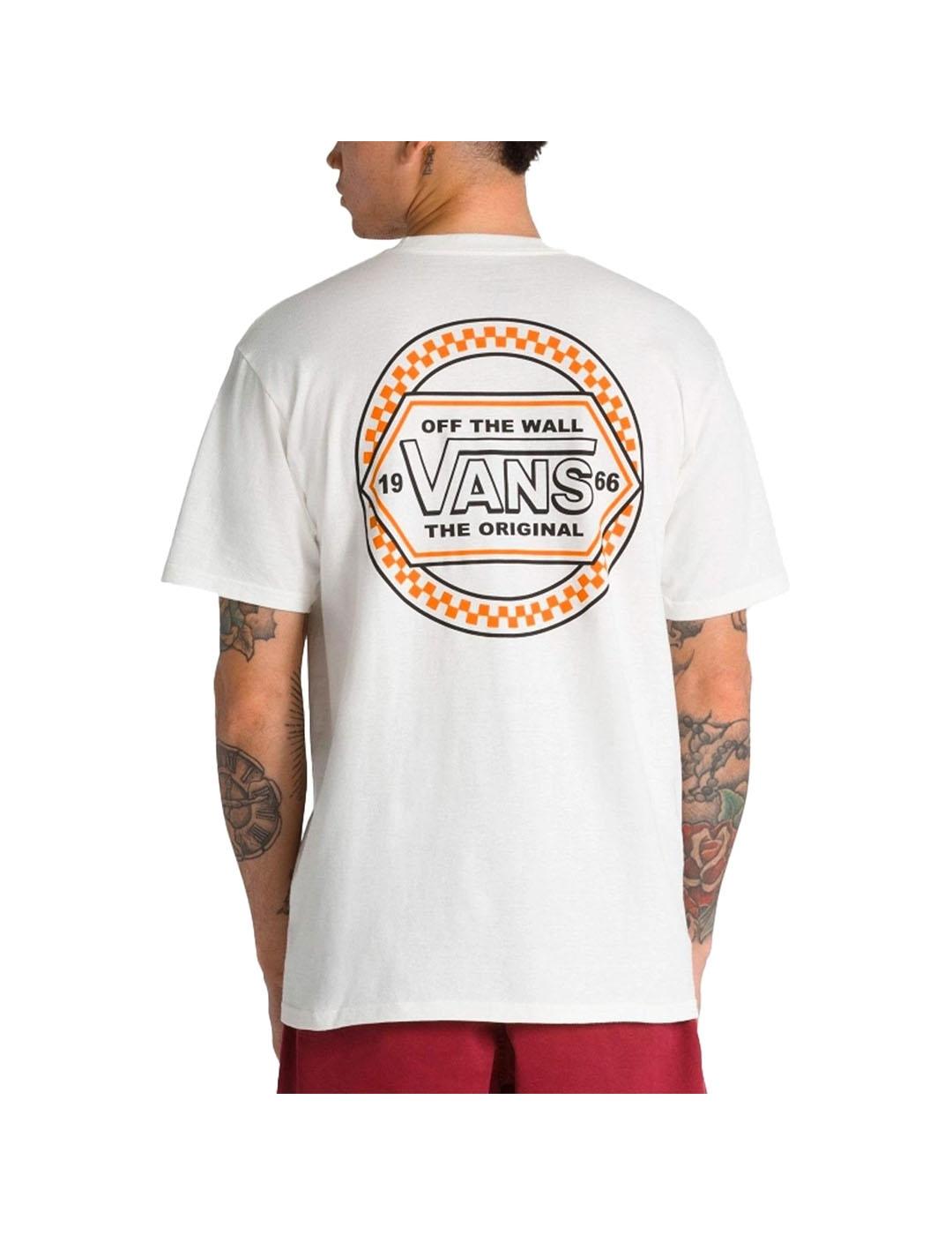 Camiseta Hombre Vans Circle Checher Drop Blanca