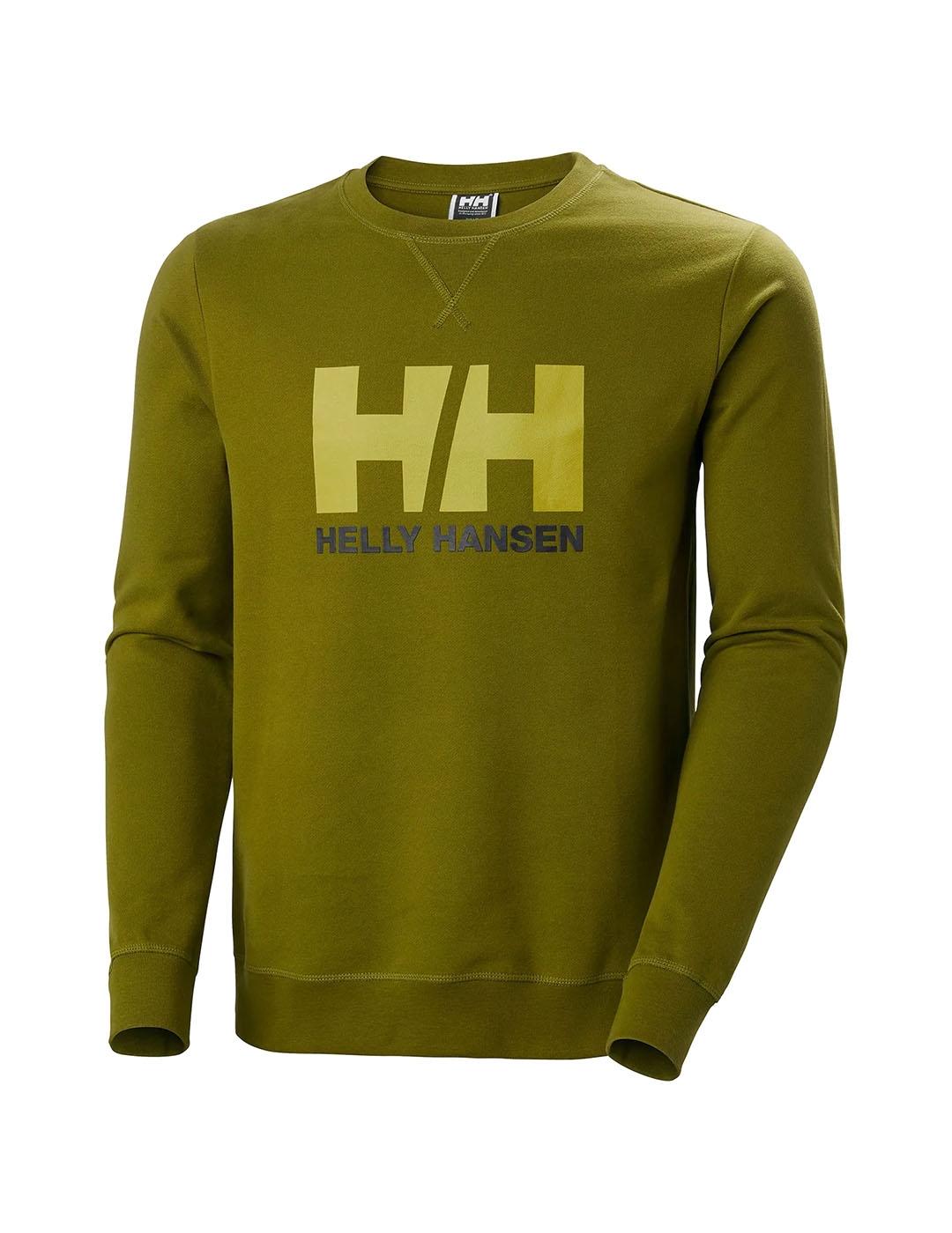 Sudadera Hombre Helly Hansen Logo Crew Verde Oliva
