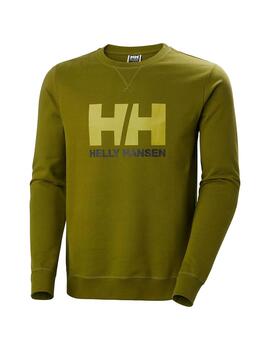 Sudadera Hombre Helly Hansen Logo Crew Verde Oliva