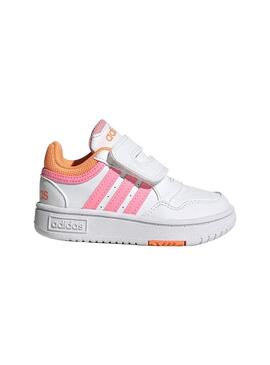 Zapatilla Niña adidas Hoops 3.0 Blanco/Naranja