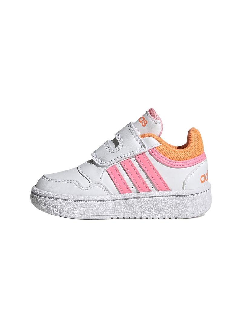 Zapatilla Niña adidas Hoops 3.0 Blanco/Naranja