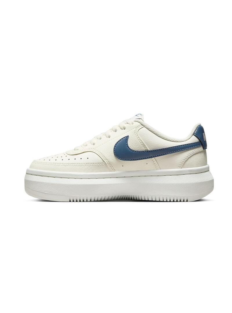 Zapatilla Mujer Nike Court Vison Alta Beige Azul