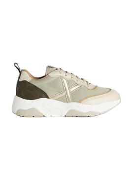 Zapatilla Mujer Munich Wave 130 Beige Verde Dorado