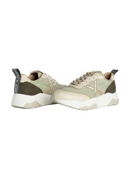 Zapatilla Mujer Munich Wave 130 Beige Verde Dorado