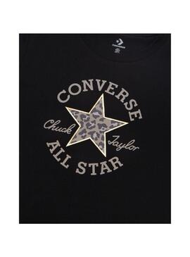 Camiseta Mujer Converse Patch Negra Leopardo