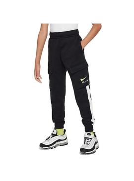 Pantalon Niño Nike Air Flc Cargo Negro Blanco