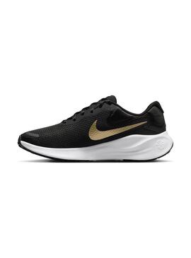 Zapatilla Mujer Nike Revolution 7 Negro Dorada
