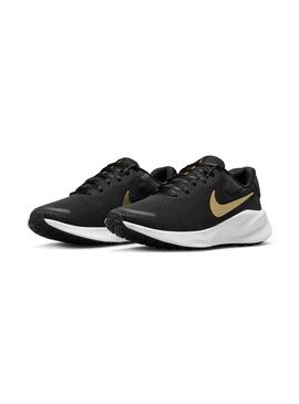 Zapatilla Mujer Nike Revolution 7 Negro Dorada