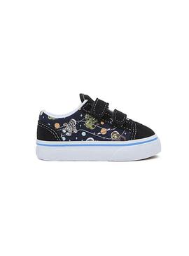 Zapatilla Baby Vans Glow Cosmic Zoo Old Skool negr