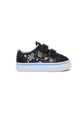 Zapatilla Baby Vans Glow Cosmic Zoo Old Skool negr