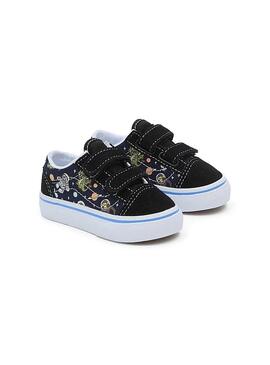 Zapatilla Baby Vans Glow Cosmic Zoo Old Skool negr