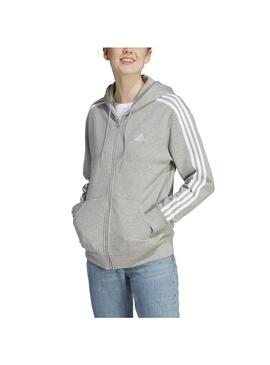 Sudadera Mujer adidas 3S Ft Fz Gris