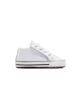 Patuco Baby Converse Cribster Mid Blanca Piel