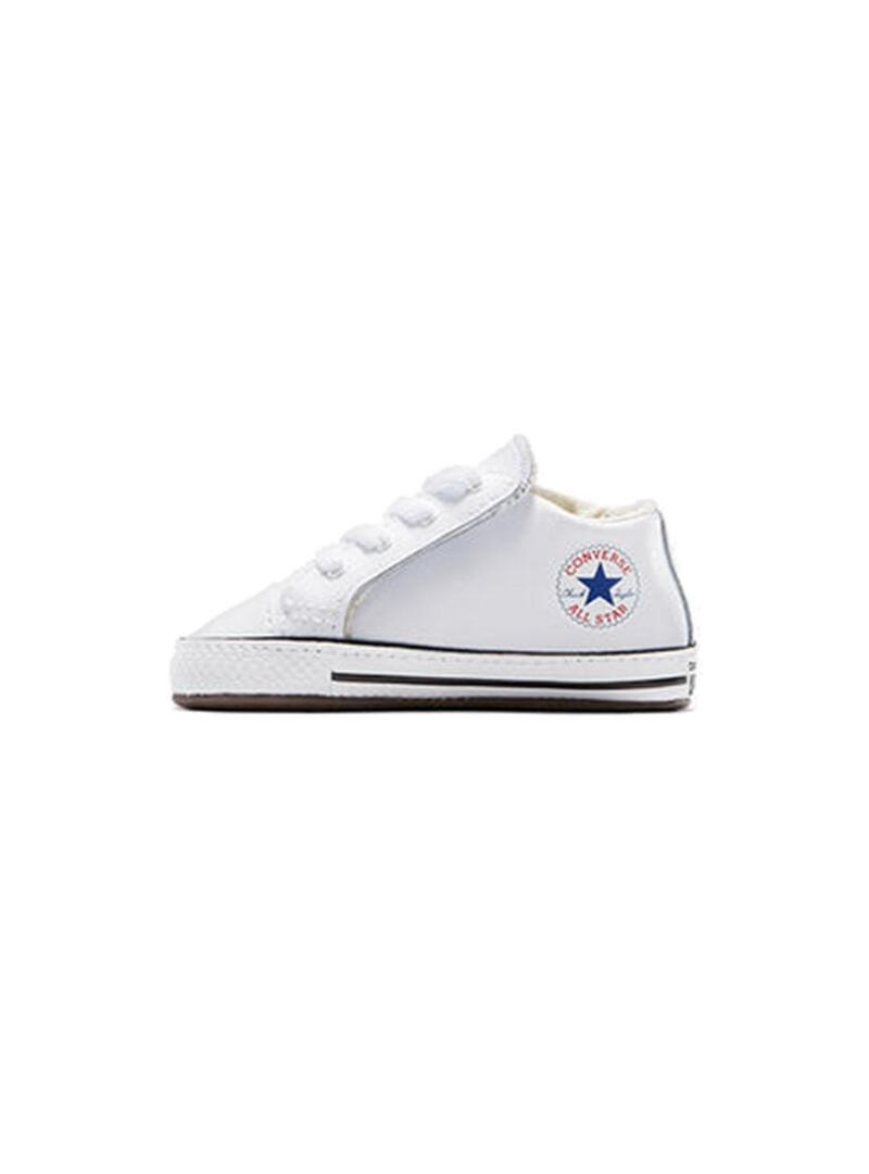 Patuco Baby Converse Cribster Mid Blanca Piel