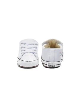 Patuco Baby Converse Cribster Mid Blanca Piel