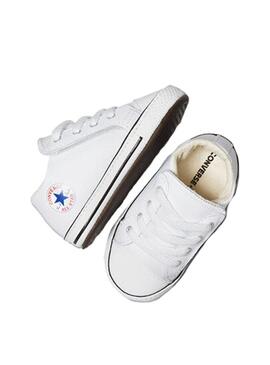 Patuco Baby Converse Cribster Mid Blanca Piel