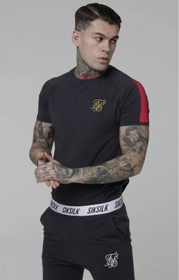 Camiseta Hombre SikSilk Fade Panel Gris