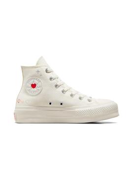 Zapatilla Mujer Converse Lift Hi Corazones Blanco