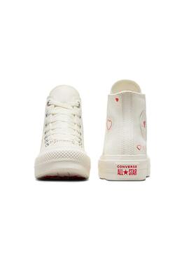 Zapatilla Mujer Converse Lift Hi Corazones Blanco