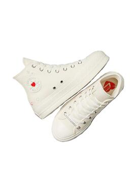 Zapatilla Mujer Converse Lift Hi Corazones Blanco