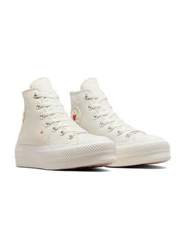 Zapatilla Mujer Converse Lift Hi Corazones Blanco