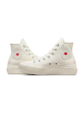 Zapatilla Mujer Converse Lift Hi Corazones Blanco