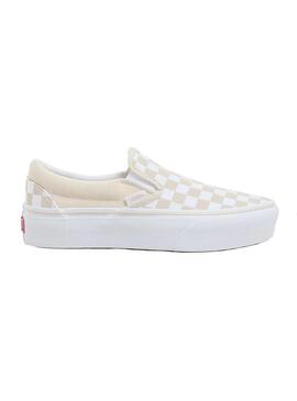 Zapatilla Mujer Vans Classic Slip-On Platf Beige