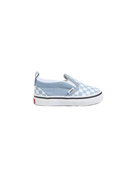 Zapatilla Baby Vans Slip On Azul Cuadros