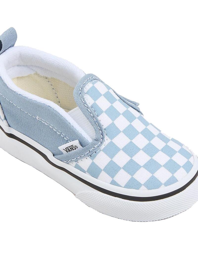 Zapatilla Baby Vans Slip On Azul Cuadros
