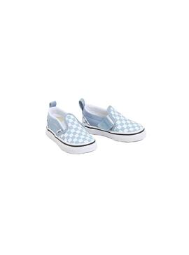 Zapatilla Baby Vans Slip On Azul Cuadros