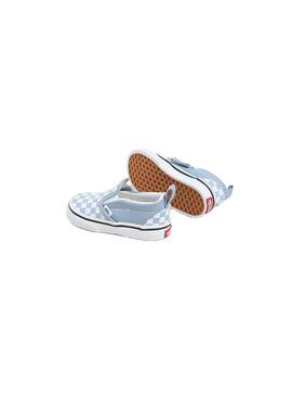 Zapatilla Baby Vans Slip On Azul Cuadros