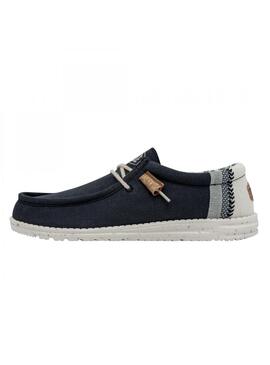 Zapato Hombre Hey Dude Wally Linen Natural Marino