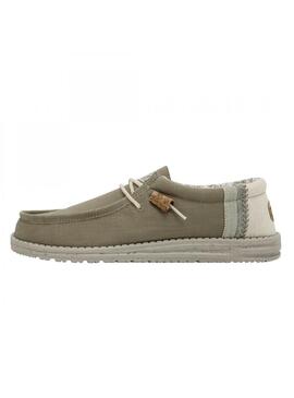 Zapato Hombre Hey Dude Wally Linen Natural Verde