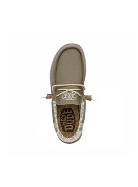 Zapato Hombre Hey Dude Wally Linen Natural Verde